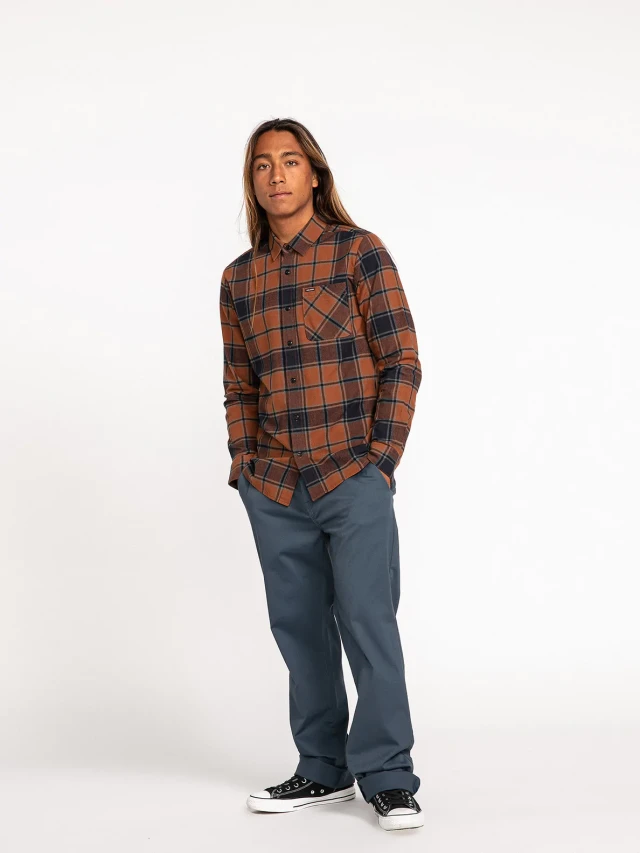 Volcom Fa Caden Plaid Ls Ανδρικο Πουκαμισο Καρω Κεραμιδι