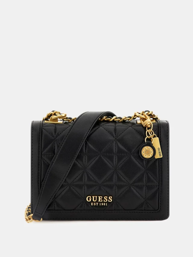 Guess Abey Convertible Xbody Flap Γυναικεία Τσάντα Μαύρη