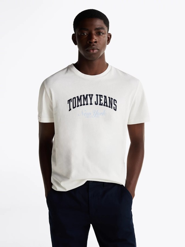 Tommy Hilfiger Tjm Slim Varsity Pop Tee Ext Ανδρική Μπλούζα Λευκή