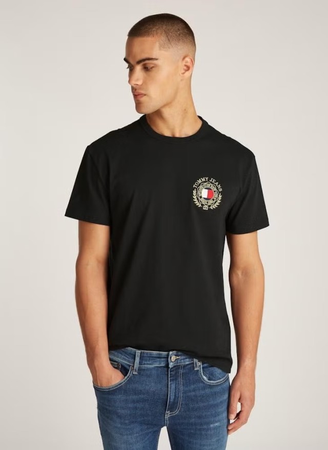 Tommy Hilfiger Tjm Reg Tommy Crest Tee Ανδρική Μπλούζα Μαύρη