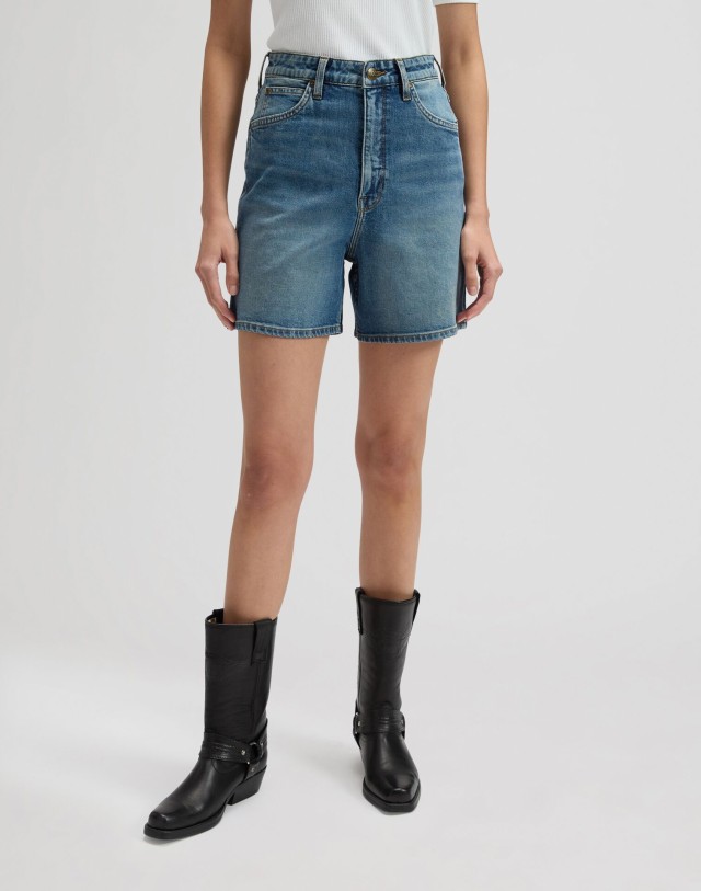 Lee Stella Short Powder White  Γυναικείο Σορτς Τζιν Stone Wash