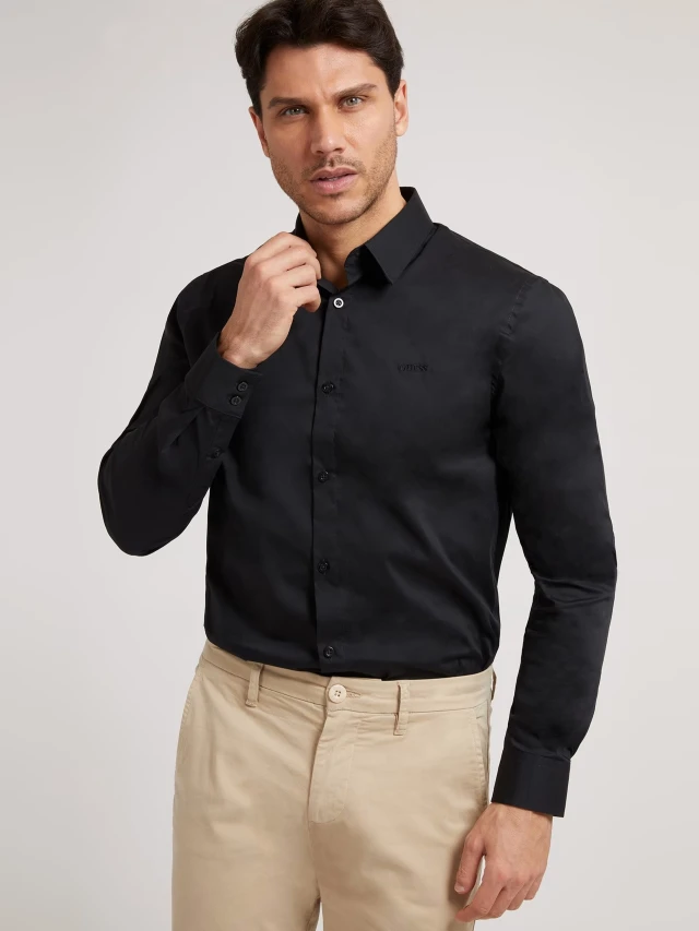 Guess Ls Sunset Shirt Ανδρικό Πουκάμισο Μαύρο
