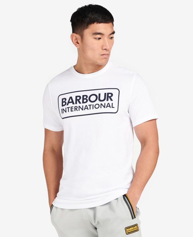 White Navy Barbour B.Intl Essential Large Logo Tee Ανδρική Μπλούζα Λευκή