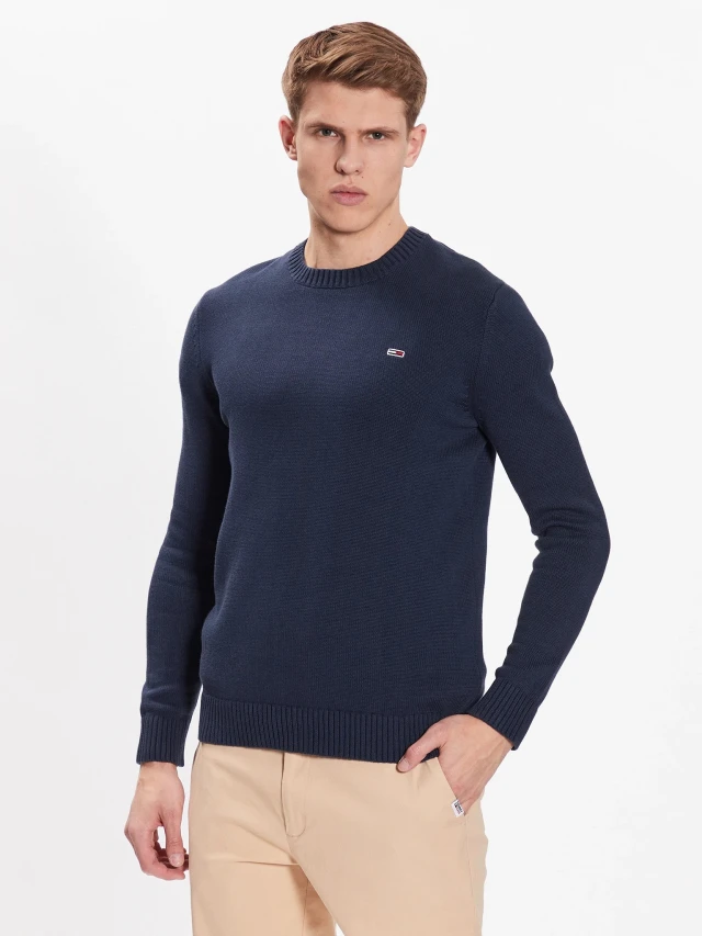Tommy Hilfiger Tjm Essential Crew Neck Sweater Ανδρικο Πλεκτο Μπλε