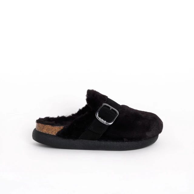 Scholl Ivy Big Buckle Black Γυναικεία Σαμπό Μαύρα