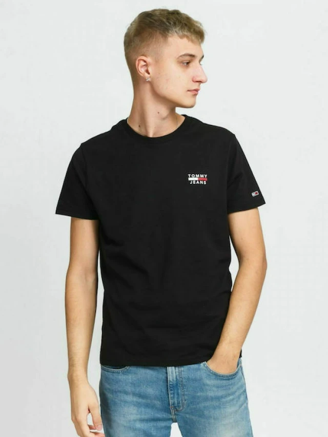 Tommy Hilfiger Tjm Chest Logo Tee Ανδρικη Μπλουζα Μαυρη