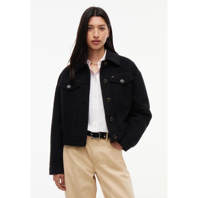 Tommy Hilfiger Tjw Wool Trucker Jacket Γυναικείο Μπουφάν Μαύρο
