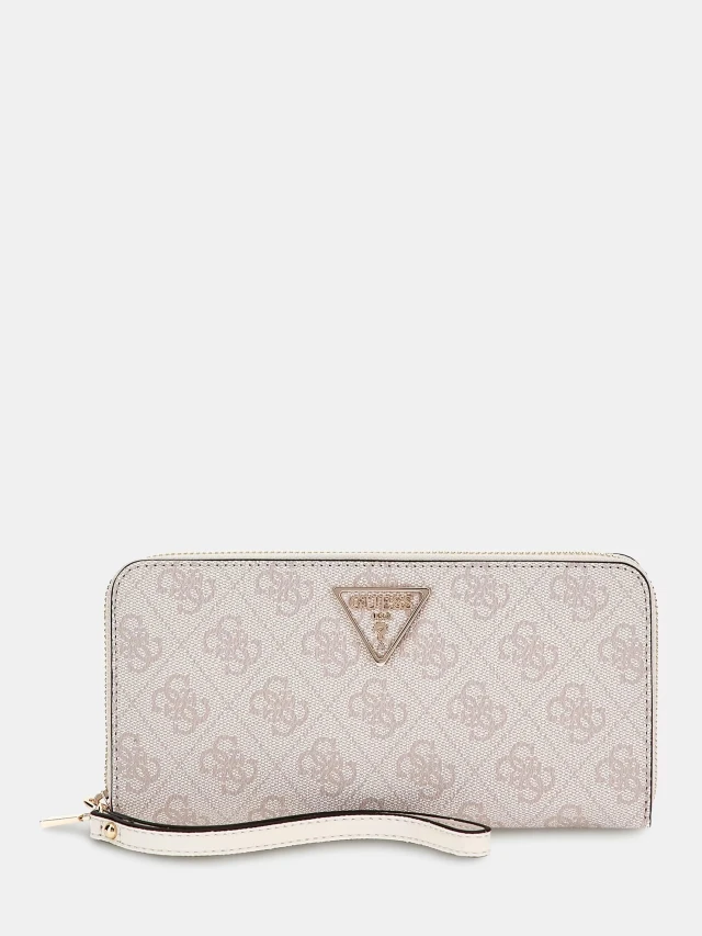 Guess Laurel Slg Large Zip Around Γυναικείο Πορτοφόλι Μπεζ