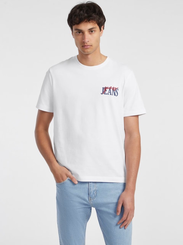 Guess Gj Ss Cn Reg Logo Tee Ανδρική Μπλούζα Λευκή