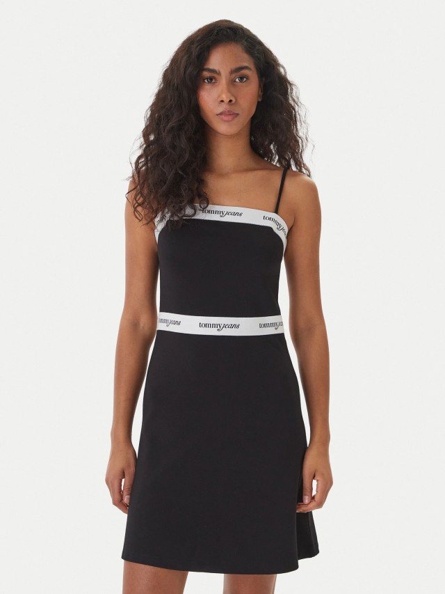 Tommy Hilfiger Tjw Tape F&F Strappy Mini Dress Γυναικείο Φόρεμα Μαύρο
