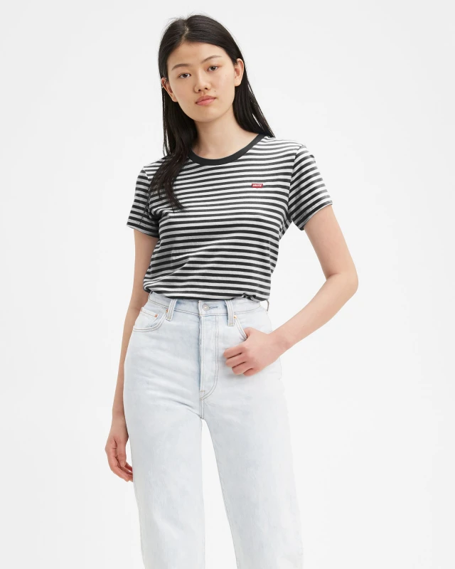 LEVIS PERFECT TEE RAITA STRIPE CAVIAR ΓΥΝΑΙΚΕΙΑ ΜΠΛΟΥΖΑ ΑΣΠΡΟ-ΜΑΥΡΟ
