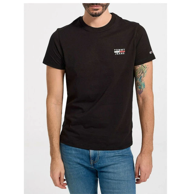 Tommy Hilfiger Tjm Chest Logo Tee Ανδρικη Μπλουζα Μαυρη
