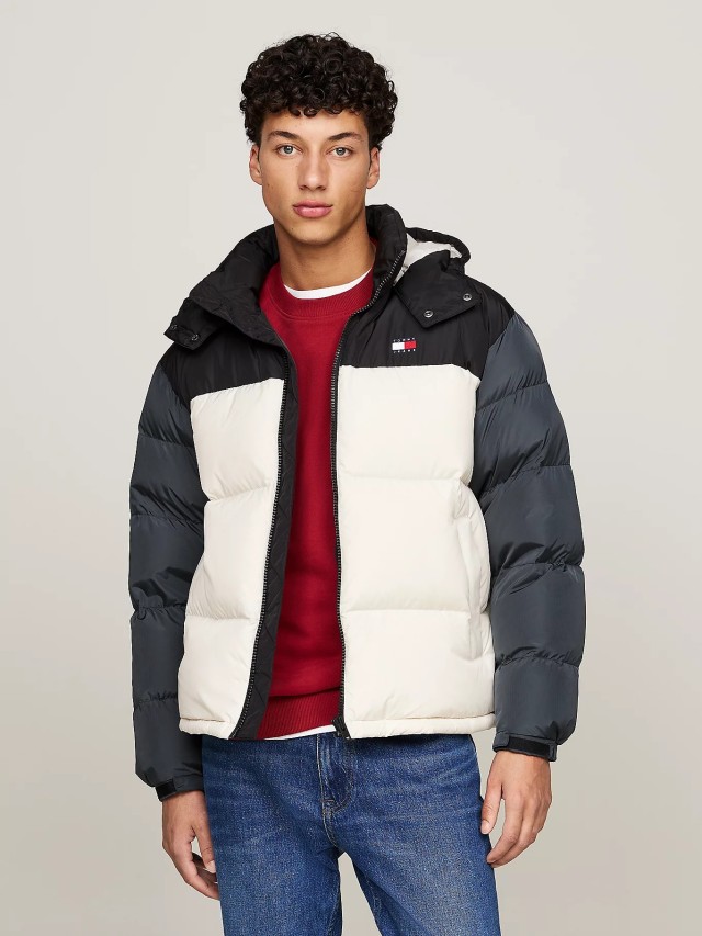 Tommy Hilfiger Tjm Alaska Colorblock Puffer Ανδρικό Μπουφάν Εκρού Multi