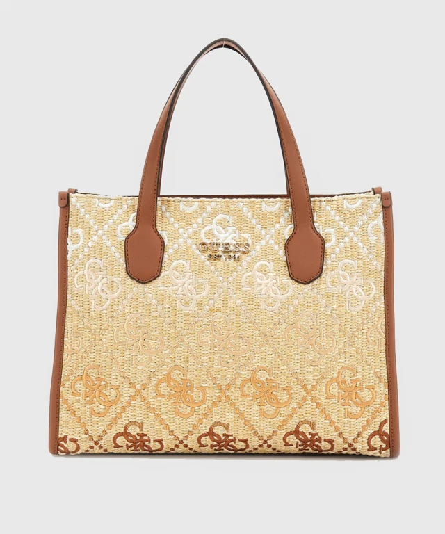 Guess Silvana 2 Comp Tote Γυναικεία Τσάντα Μπεζ