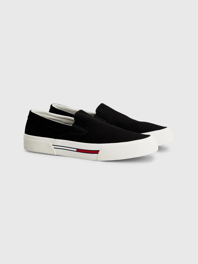 Tommy Hilfiger Tommy Jeans Slip On Canvas Color Ανδρικά Sneakers Μαύρα