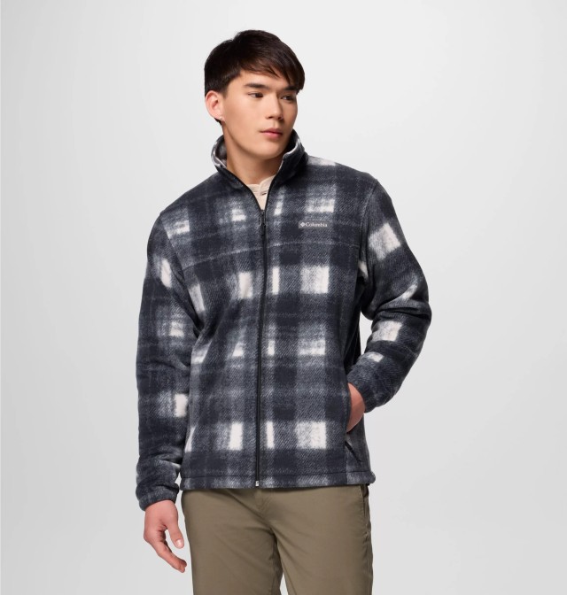 Columbia Steens Mountain™ Printed Jacket Ανδρική Ζακέτα Fleece Καρο Ασπρο Μαυρο