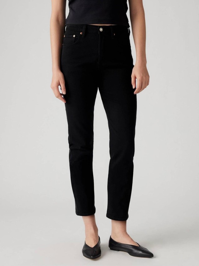 Levis 501 Crop Black Sprout Γυναικειο Παντελονι Τζιν Μαυρο