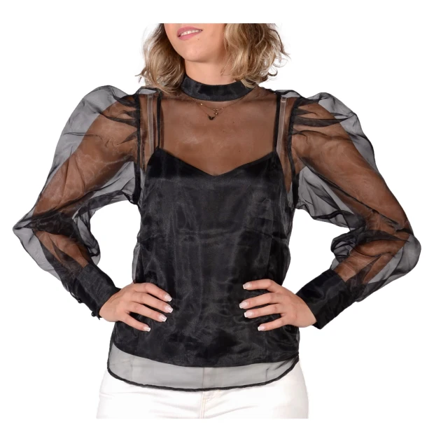 Guess Ls Hortensia Γυναικεια Μπλουζα Μαυρη