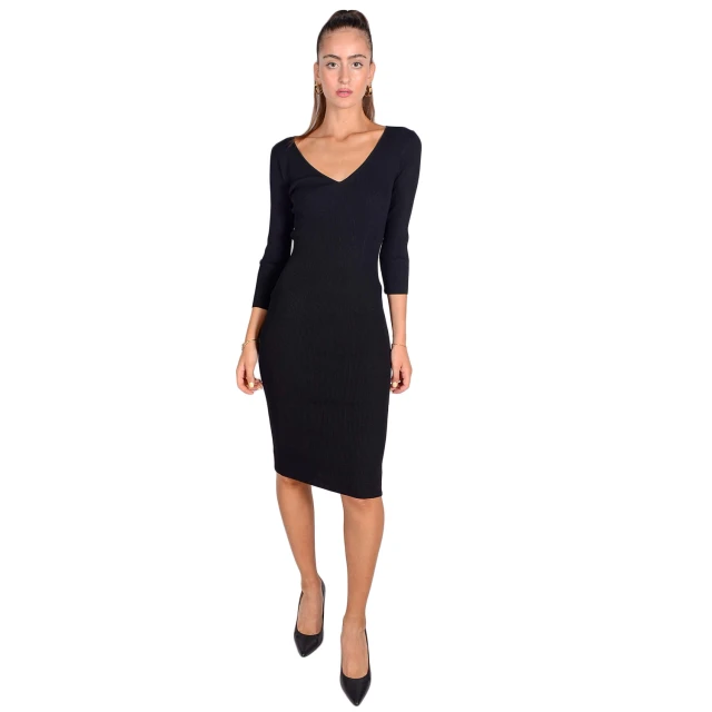 Guess Florie Vn Swtr Dress Γυναικειο Φορεμα Μαυρο