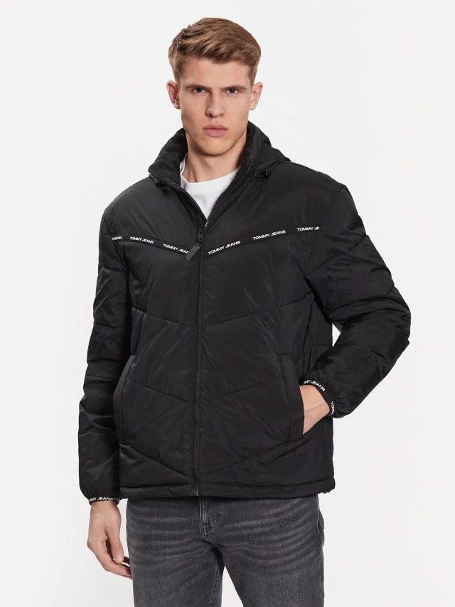 Tommy Hilfiger Tjm Tape Detail Light Puffer Ανδρικό Μπουφάν Μαύρο
