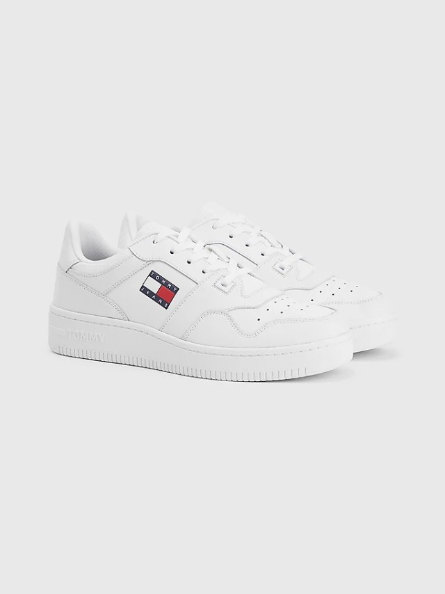 Tommy Hilfiger Tommy Jeans Retro Basket Ανδρικα Sneakers Λευκά