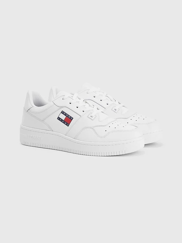 Tommy Hilfiger Tommy Jeans Retro Basket Ανδρικα Sneakers Λευκά