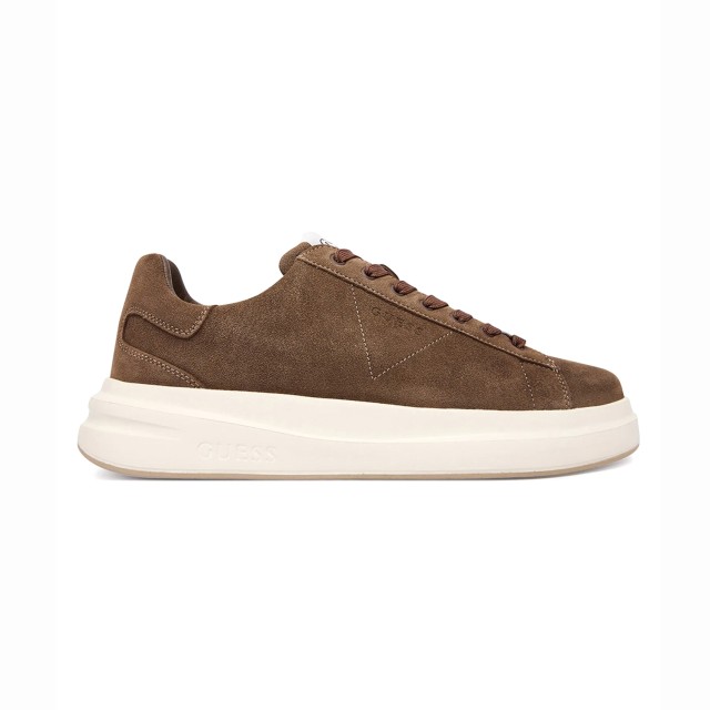 Guess Elba Ανδρικά Δερμάτινα Σαμουά Sneakers Καφέ