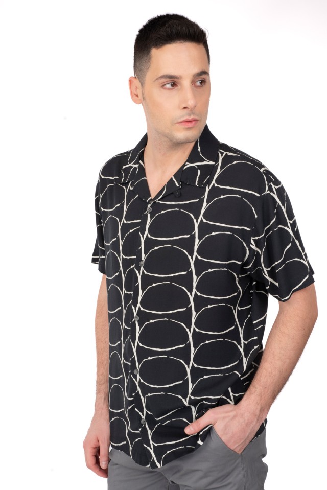 Rebase Shirts Byron Short Sleeve  Ανδρικο Κοντομανικο Πουκαμισο Μαυρο