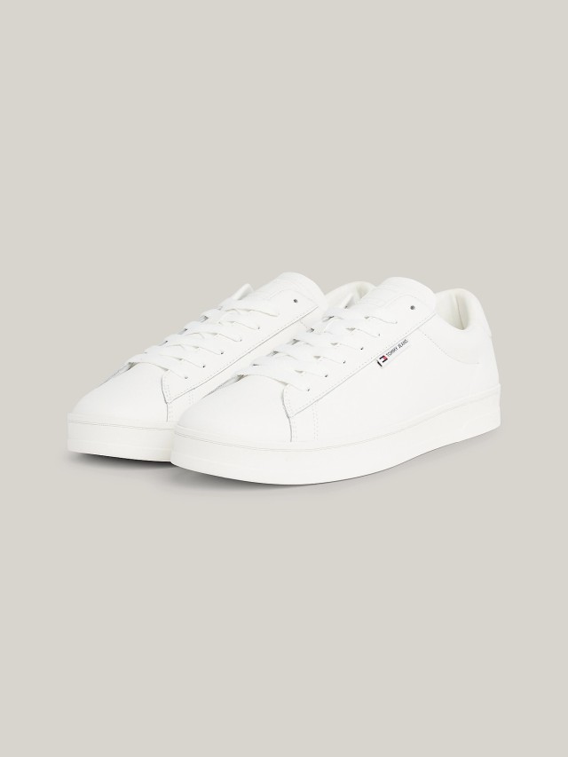Tommy Hilfiger Tjm Leather Low Cupsole Ανδρικά Sneakers Λευκά