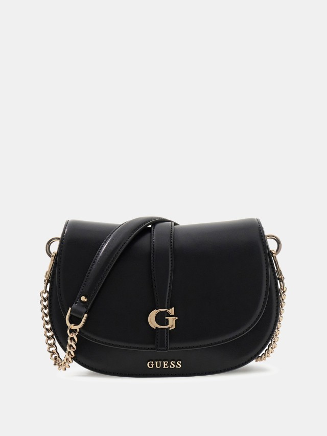 Guess Carrie Flap Shoulder Bag Γυναικεία Τσάντα Μαύρη