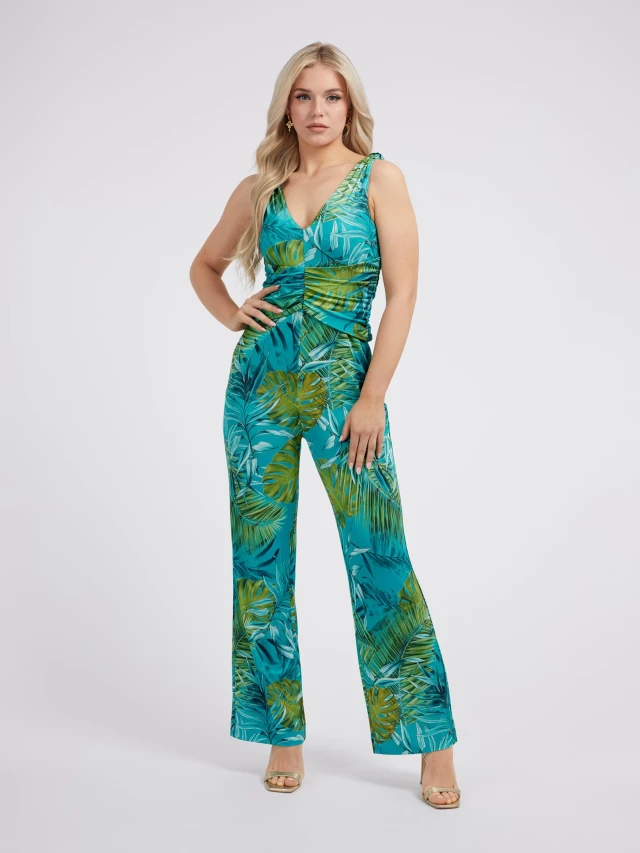 Guess Ss Cowl Poplia Overall Γυναικεία Ολόσωμη Φόρμα Floral