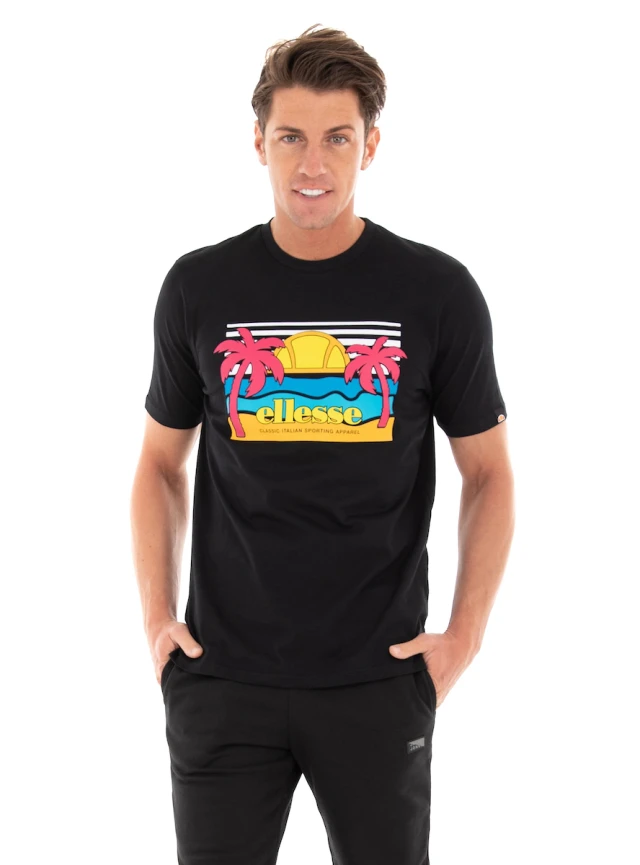 Ellesse Sechsaro Tee Ανδρικη Μπλουζα Μαυρη