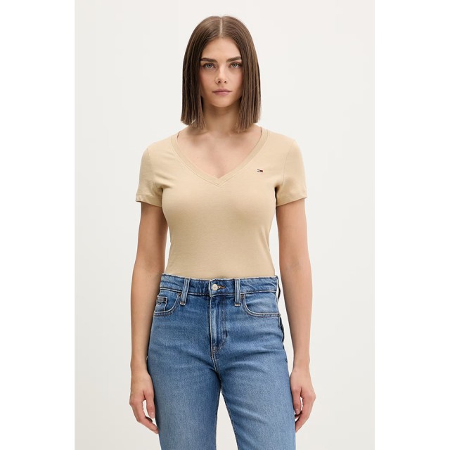 Tommy Hilfiger Tjw V-Neck Tee Γυναικεία Μπλούζα Μπεζ