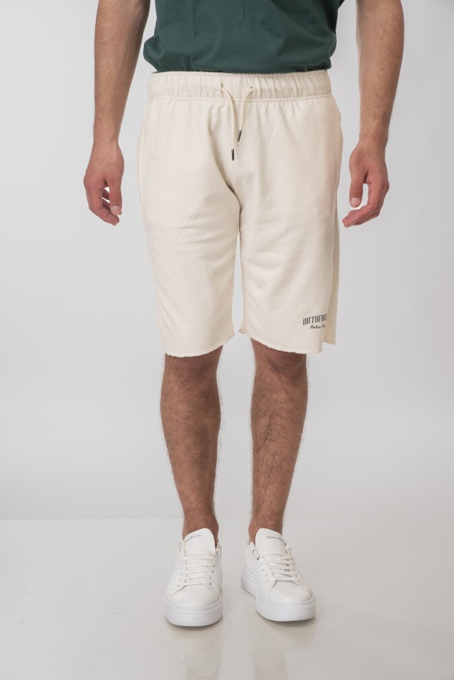 Rebase Shorts Terry Fleece Βερμουδα Φουτερ Λευκη