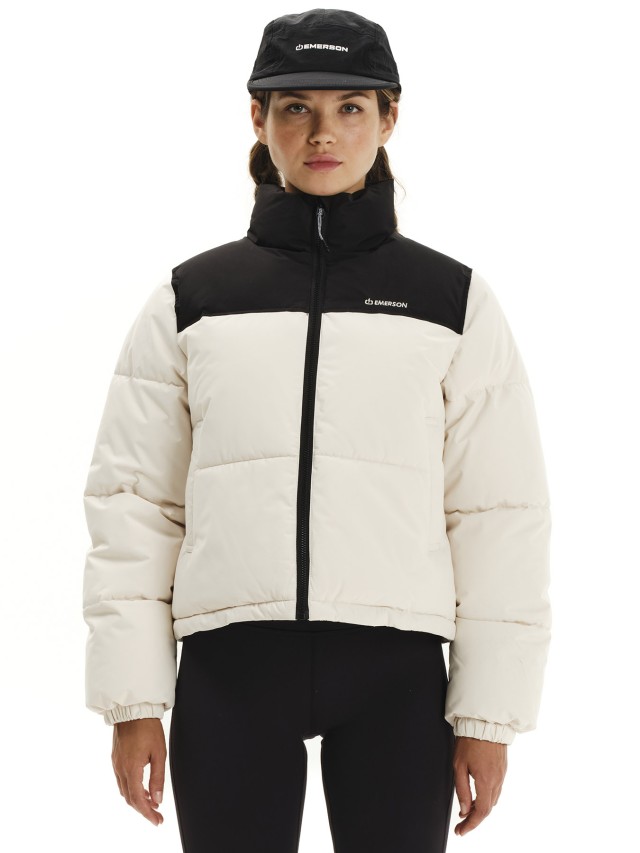 Emerson Womens Puffer Jacket Γυναικείο Μπουφάν Εκρού Μαύρο