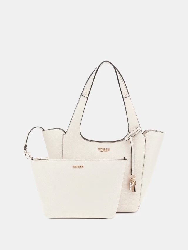 Guess Helina Tote Γυναικεία Τσάντα Λευκή