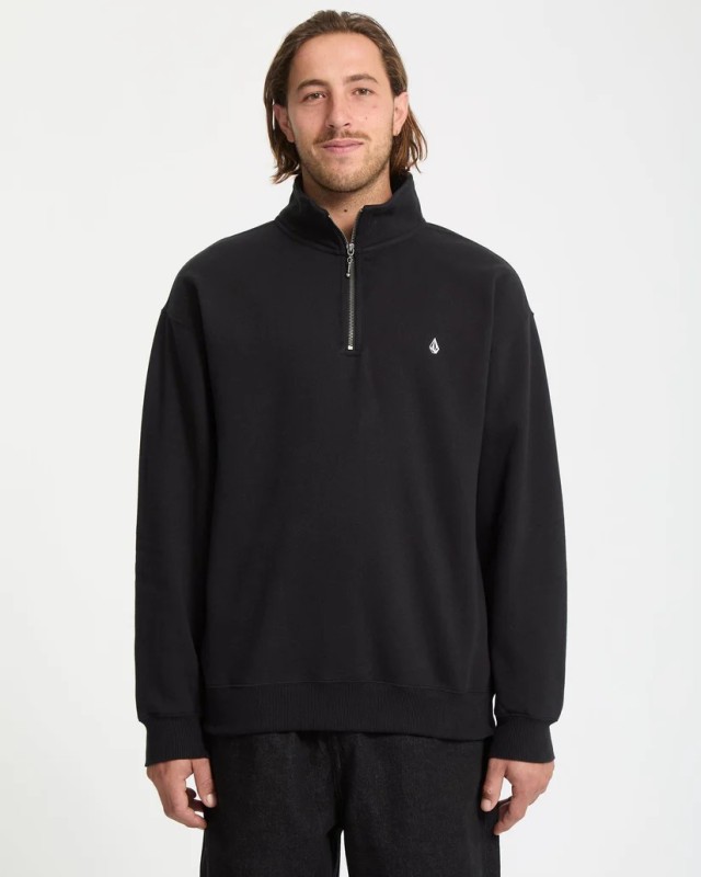 Volcom Single Stone Quarter Zip Ανδρικο Φουτερ Μαυρο
