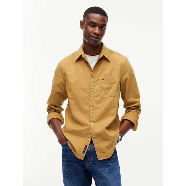 Tommy Hilfiger Tjm Reg Baby Corduroy Shirt Ext Ανδρικό Πουκάμισο Κοτλε Μπεζ