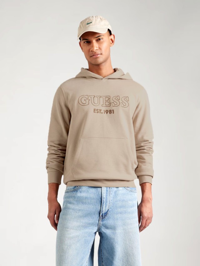 Guess Beau Hoodie Sweatshirt Ανδρικό Φούτερ Μπεζ