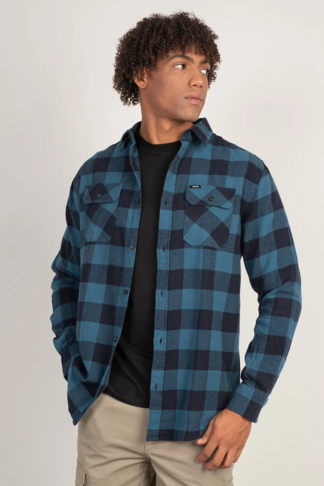 Rebase Flannel Shirts Ανδρικο Πουκαμισο Καρο Μπλε-Πετρολ