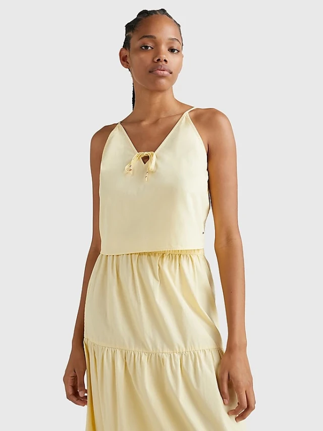 Tommy Hilfiger Tjw Poplin Strappy Top Γυναικεία Μπλούζα Κίτρινη