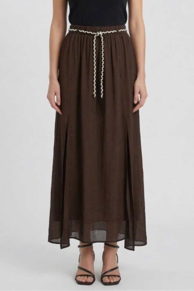 MarkUp Gonna Lunga In Mussola Con Spacchi Γυναικεία Φούστα Καφε
