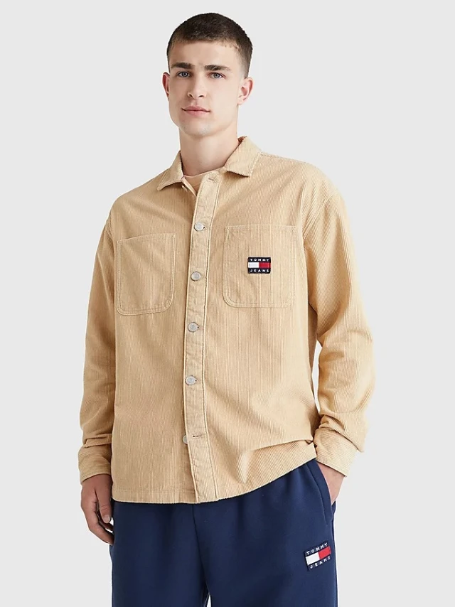 Tommy Hilfiger Tjm Chunky Cord Overshirt Ανδρικο Πουκαμισο Μπεζ