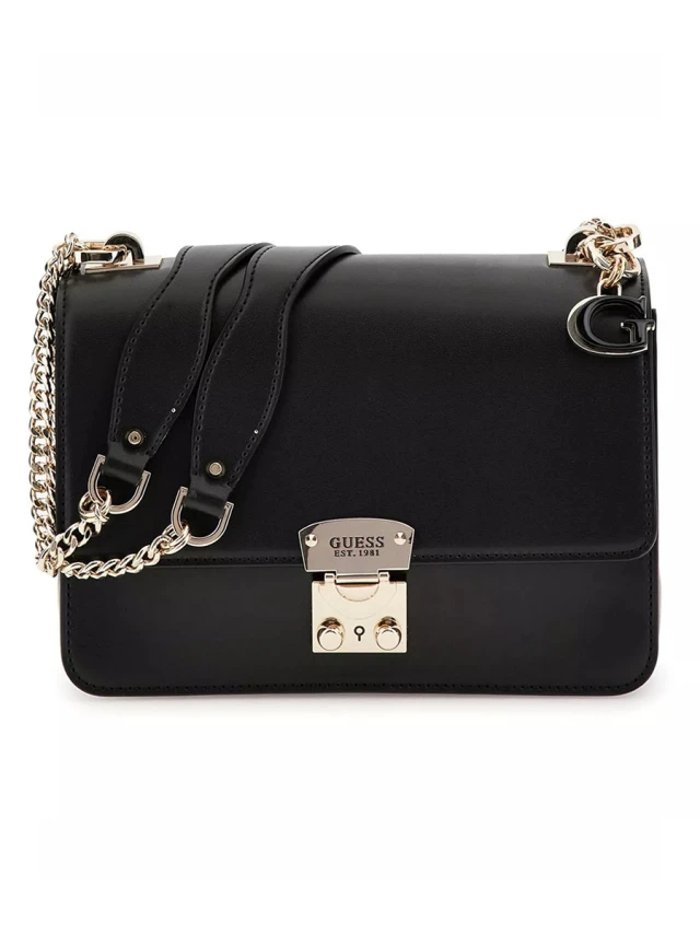 Guess Eliette Convertible Xbody Flap Γυναικεία Τσάντα Μαύρη