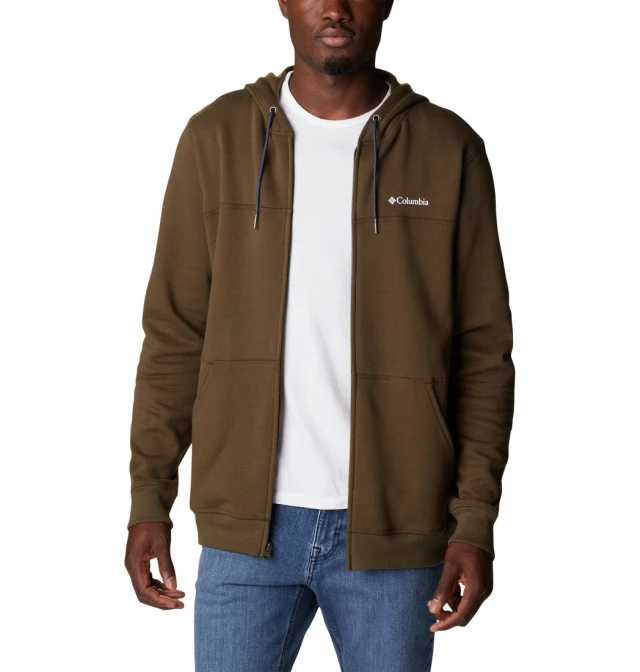 Columbia Logo Fleece Full Zip Ανδρικη Ζακετα Φουτερ Καφε