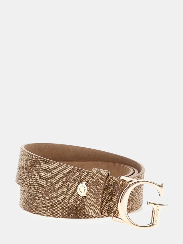 Guess Emera Logo Adj Pant Belt H30 Γυναικεία Ζώνη Μπεζ