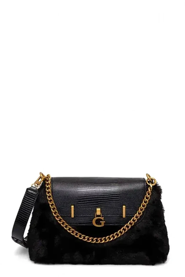 Guess Bergen Crossbody Fla Γυναικεία Τσάντα Μαύρη