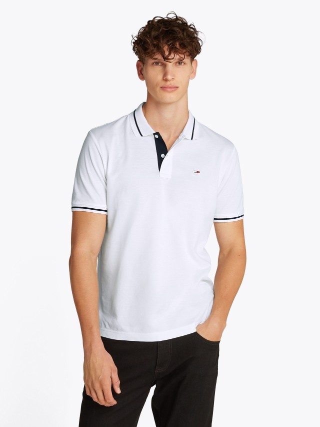 Tommy Hilfiger Tjm Reg Tipped Polo Ανδρική Μπλούζα Polo Λευκο