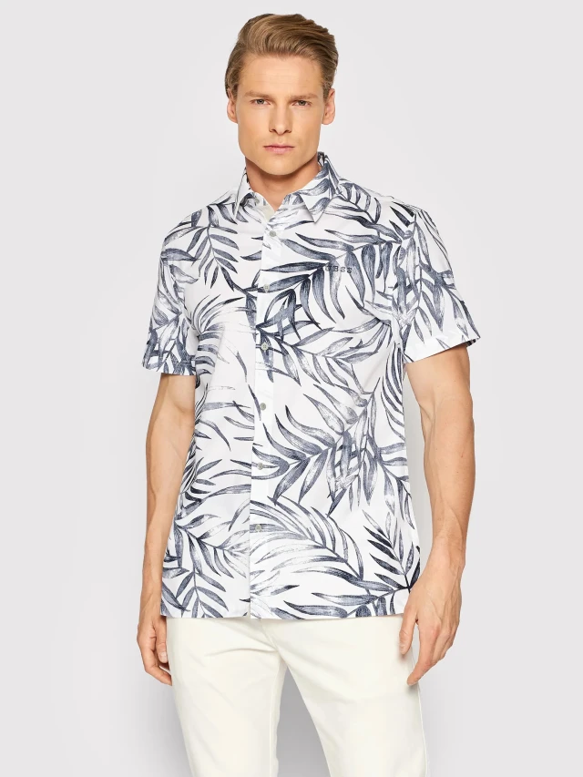 Guess Ss Sunset Shirt Ανδρικο Πουκαμισο Multi Color