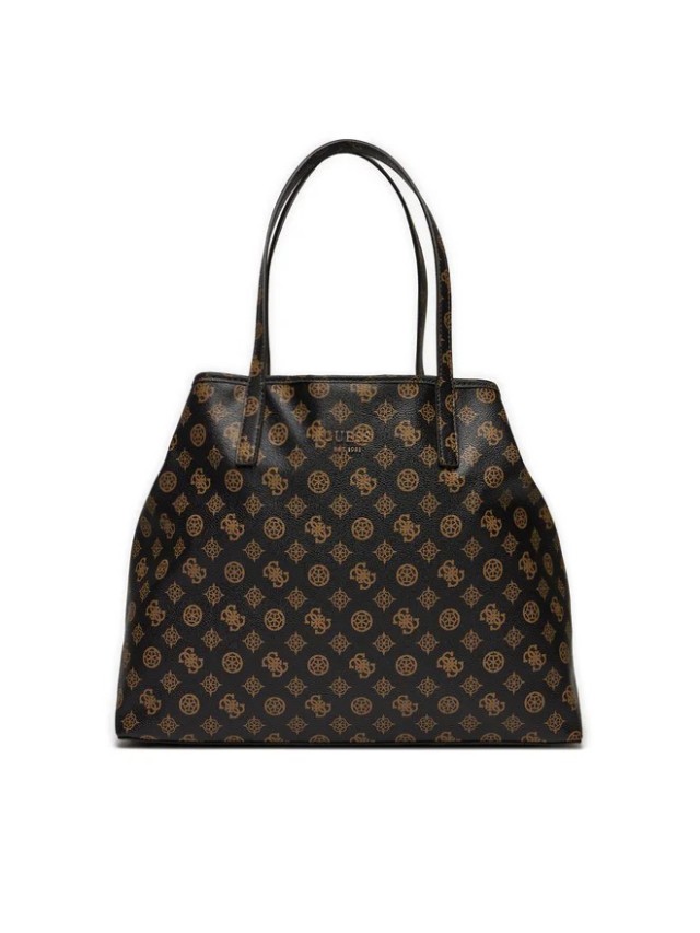 Guess Vikky Ii Large 2 In 1 Tote Γυναικεία Τσάντα Καφέ